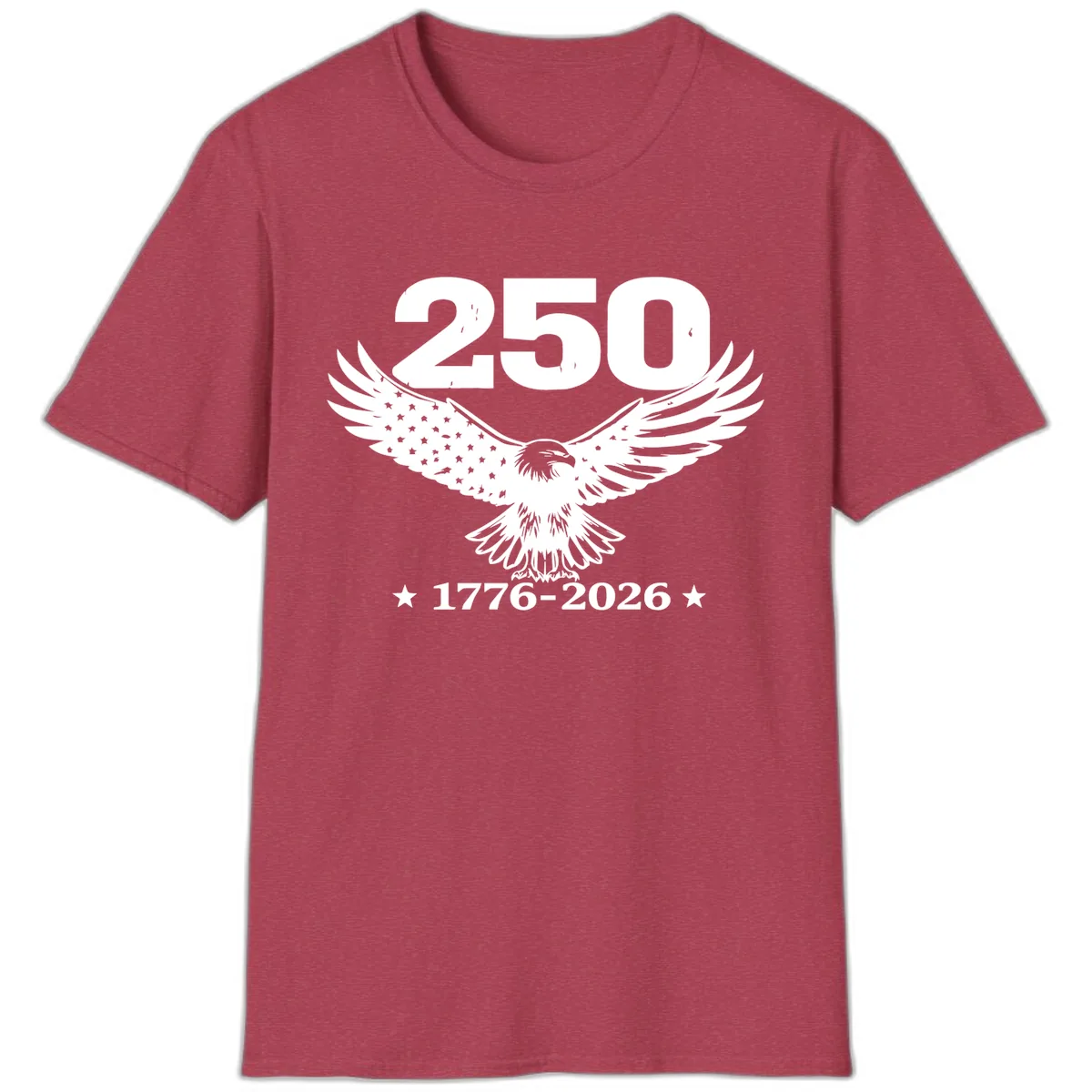 America 250th Anniversary Eagle Design T-Shirt in Heather Cardinal